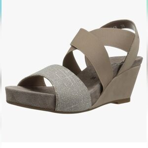 Mephisto Barbara Wedge Sandals Taupe Argento New $189